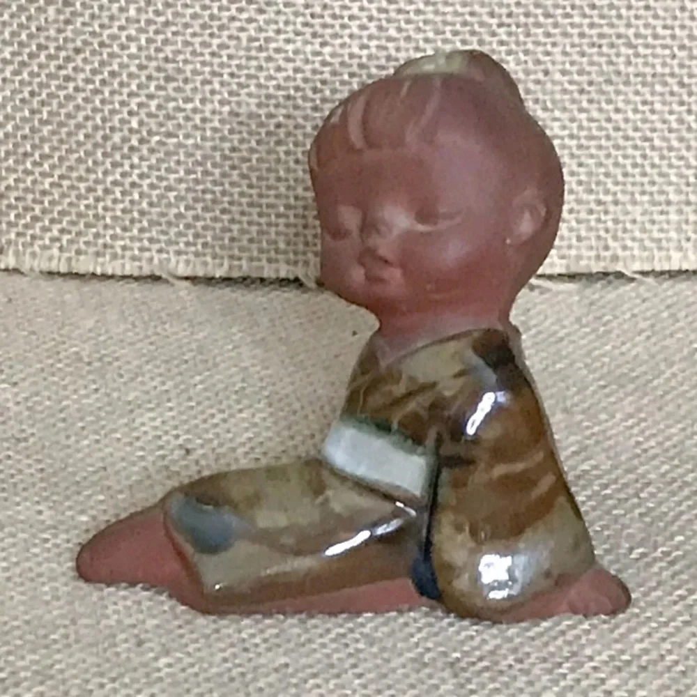 Vintage Uctci Terracotta Child Figurine Japanese Cultural Ethnic Boho Eclectic